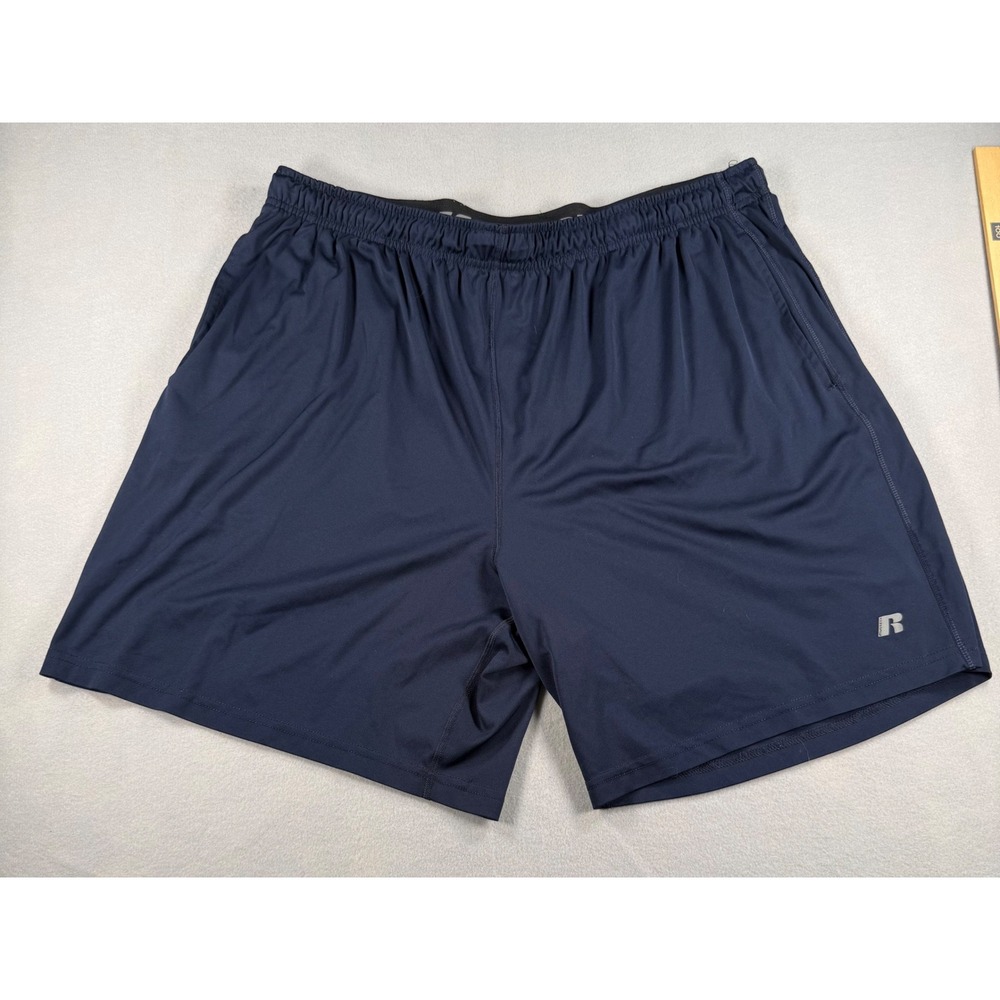 Russell Athletic Dri-Power 360 Mens 2XL Navy Blue Performance Gym Shorts Workout